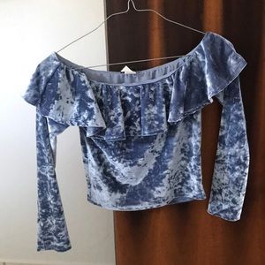 Velvet blue off the shoulder top